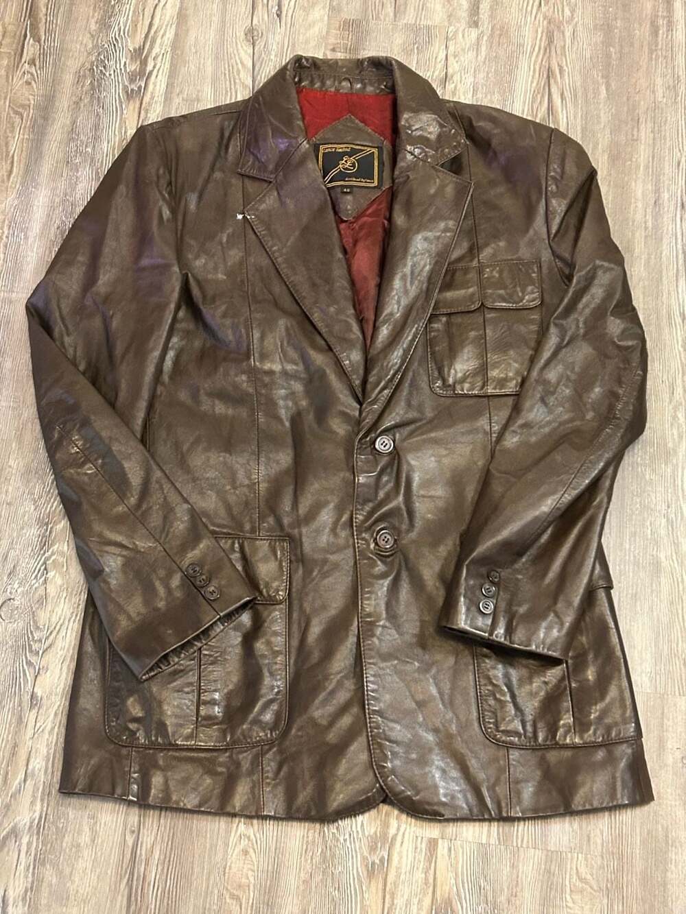 Lance Limited Brown Leather Blazer Jacket Size 40